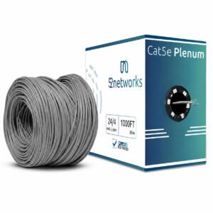 CAT5e Plenum Cable 1000ft – UTP Solid Copper, 24AWG, 350MHz, Gray Pull Box - Image 1