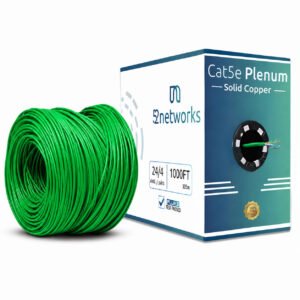 Cat5e Plenum 1000ft UTP Solid 100% Copper 24AWG, 350MHz Pull Box – Green - Image 1