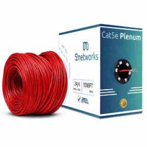 Cat5e Plenum 1000ft UTP Solid 100% Copper 24AWG, 350MHz Pull Box – Red - Image 1