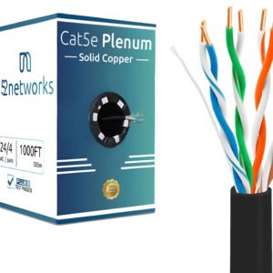 Cat5e Plenum 1000ft UTP Solid 100% Copper 24AWG, 350MHz Pull Box – Black - Image 4