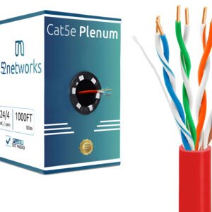 Cat5e Plenum 1000ft UTP Solid 100% Copper 24AWG, 350MHz Pull Box – Red - Image 4