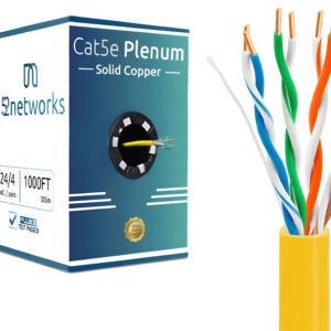 Cat5e Plenum 1000ft UTP Solid 100% Copper 24AWG, 350MHz Pull Box – Yellow - Image 4