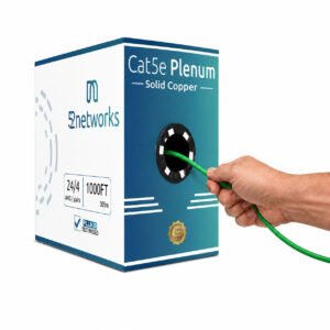 Cat5e Plenum 1000ft UTP Solid 100% Copper 24AWG, 350MHz Pull Box – Green - Image 2
