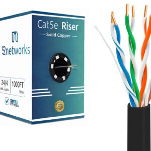 CAT5e Riser (CMR Rated) 1000ft UTP Solid 100% Copper 24AWG, 350 MHz Pull Box – Black - Image 4