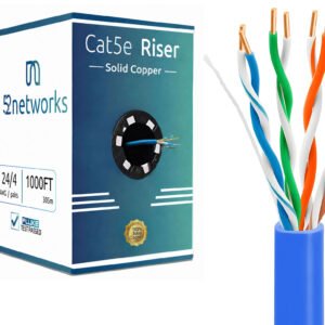 CAT5e Riser (CMR Rated) 1000ft UTP Solid 100% Copper 24AWG, 350 MHz Pull Box – Blue - Image 4