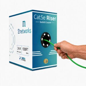 CAT5e Riser (CMR Rated) 1000ft UTP Solid 100% Copper 24AWG, 350 MHz Pull Box – Green - Image 3