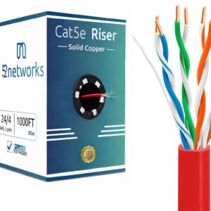 CAT5e Riser (CMR Rated) 1000ft UTP Solid 100% Copper 24AWG, 350 MHz Pull Box – Red - Image 4