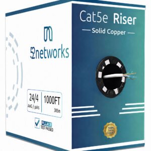 CAT5e Riser (CMR Rated) 1000ft UTP Solid 100% Copper 24AWG, 350 MHz Pull Box – White - Image 3