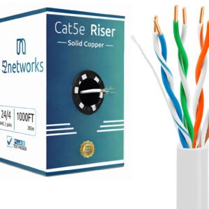 CAT5e Riser (CMR Rated) 1000ft UTP Solid 100% Copper 24AWG, 350 MHz Pull Box – White - Image 4