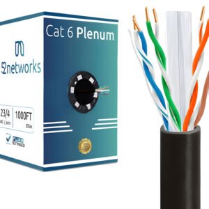 Cat6 Plenum 1000ft UTP Solid 100% Copper 23AWG, 550MHz Pull Box – Black - Image 3