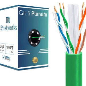 Cat6 Plenum 1000ft UTP Solid 100% Copper 23AWG, 550MHz Pull Box – Green - Image 4