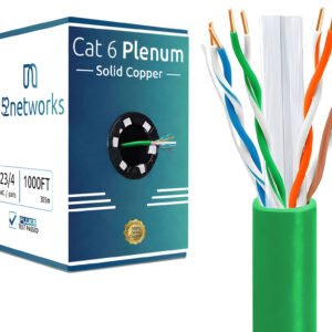 Cat6 Plenum 1000ft UTP Solid 100% Copper 23AWG, 550MHz Pull Box – Green - Image 4