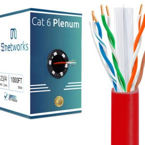 Cat6 Plenum 1000ft UTP Solid 100% Copper 23AWG, 550MHz Pull Box – Red - Image 3