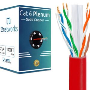 Cat6 Plenum 1000ft UTP Solid 100% Copper 23AWG, 550MHz Pull Box – Red - Image 4