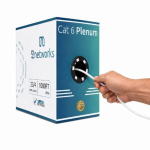 Cat6 Plenum 1000ft UTP Solid 100% Copper Cable 23AWG, 550MHz Pull Box – White - Image 2