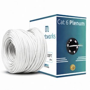 Cat6 Plenum 1000ft UTP Solid 100% Copper Cable 23AWG, 550MHz Pull Box – White - Image 1