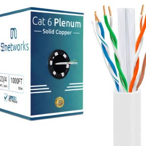 Cat6 Plenum 1000ft UTP Solid 100% Copper Cable 23AWG, 550MHz Pull Box – White - Image 4