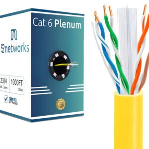 Cat6 Plenum 1000ft UTP Solid 100% Copper 23AWG, 550MHz Pull Box – Yellow - Image 3