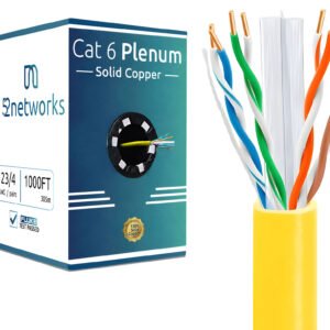 Cat6 Plenum 1000ft UTP Solid 100% Copper 23AWG, 550MHz Pull Box – Yellow - Image 4