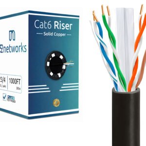 CAT6 Riser (CMR Rated) 1000ft UTP Solid 100% Copper 23AWG, 550 MHz Pull Box – Black - Image 4