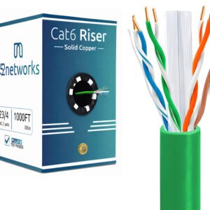 CAT6 Riser (CMR Rated) 1000ft UTP Solid 100% Copper 23AWG, 550 MHz Pull Box – Green - Image 4
