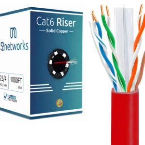 CAT6 Riser (CMR Rated) 1000ft UTP Solid 100% Copper 23AWG, 550 MHz Pull Box – Red - Image 4