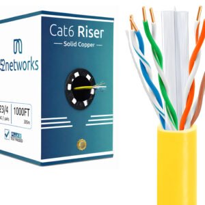 CAT6 Riser (CMR Rated) 1000ft UTP Solid 100% Copper 23AWG, 550 MHz Pull Box – Yellow - Image 4