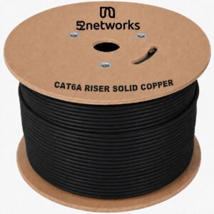 CAT6A Riser (CMR Rated) 1000ft UTP Solid 100% Copper 23AWG, 750 MHz Wooden Spool – Black - Image 3