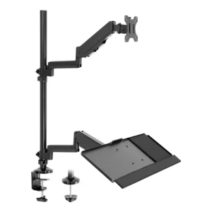 Single Monitor Sit-Stand Desk Mount with Keyboard Tray - Image 3