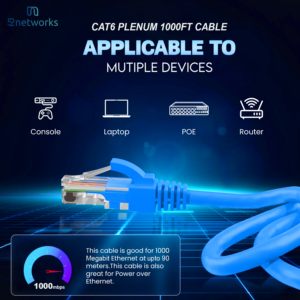 CAT6 Riser (CMR Rated) 1000ft UTP Solid 100% Copper 23AWG, 550 MHz Pull Box – Black - Image 8