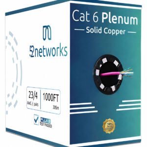 Cat6 Plenum 1000ft UTP Solid 100% Copper 23AWG, 550MHz Pull Box – Pink - Image 3